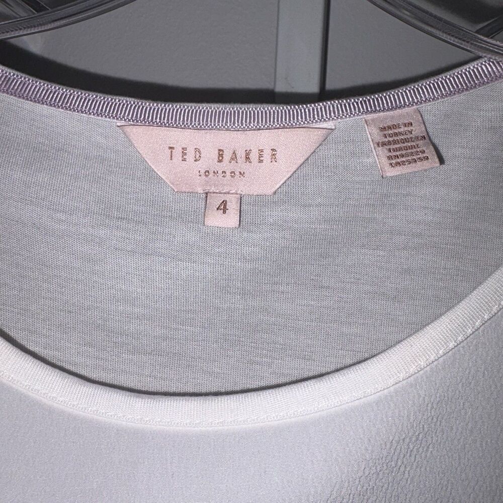 Ted Baker Rozey Top Geometric Jewel Print Mixed Media White Size 10 Boxy - Picture 3 of 12